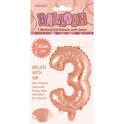 Rose Gold Numeral Foil Balloon 35cm - 3