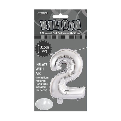 Silver Numeral Foil Balloon 35cm - 2