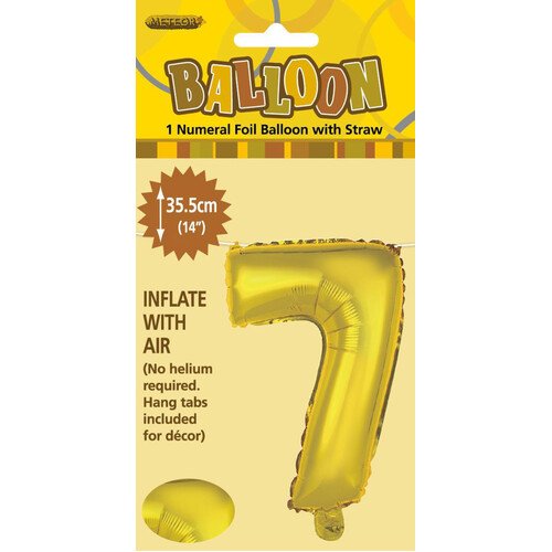 Gold Numeral Foil Balloon 35cm - 7