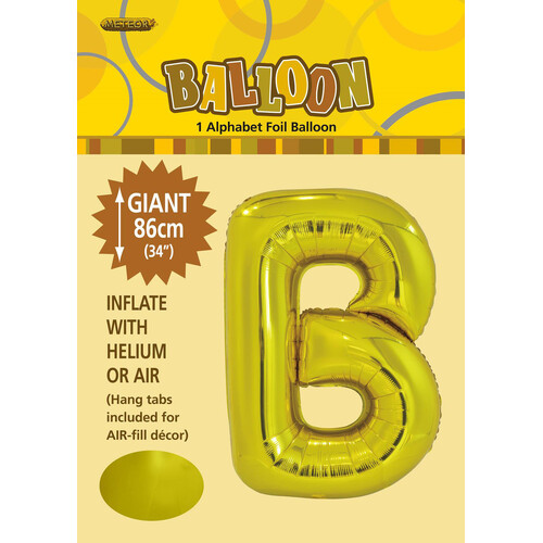 Gold "B" Alphabet Foil Balloon 86cm (34")