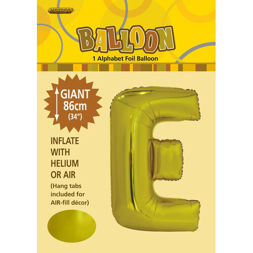 Gold "E" Alphabet Foil Balloon 86cm (34")