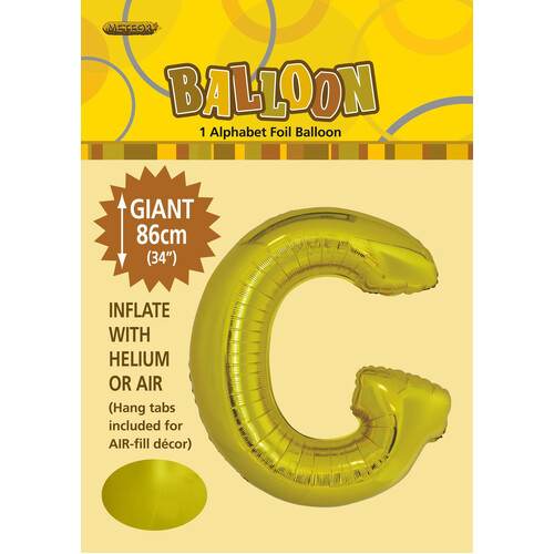 Gold "G" Alphabet Foil Balloon 86cm (34")