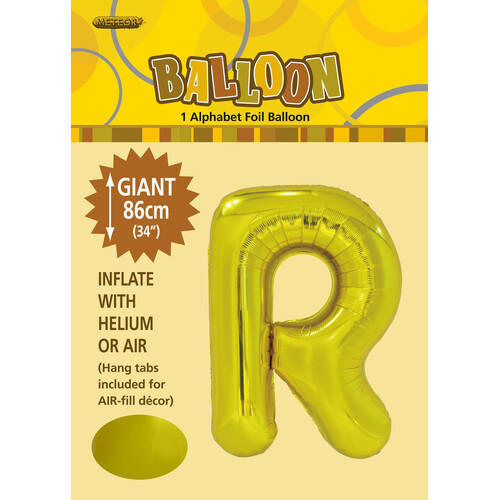 Gold "R" Alphabet Foil Balloon 86cm (34")