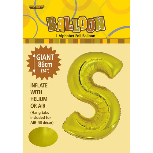 Gold "S" Alphabet Foil Balloon 86cm (34")
