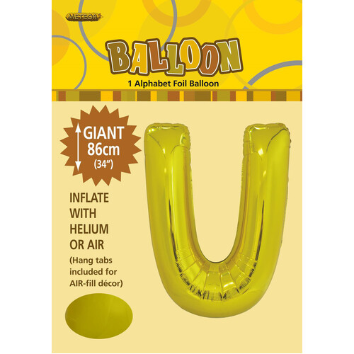 Gold "U" Alphabet Foil Balloon 86cm (34")