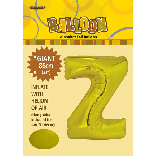 Gold "Z" Alphabet Foil Balloon 86cm (34")