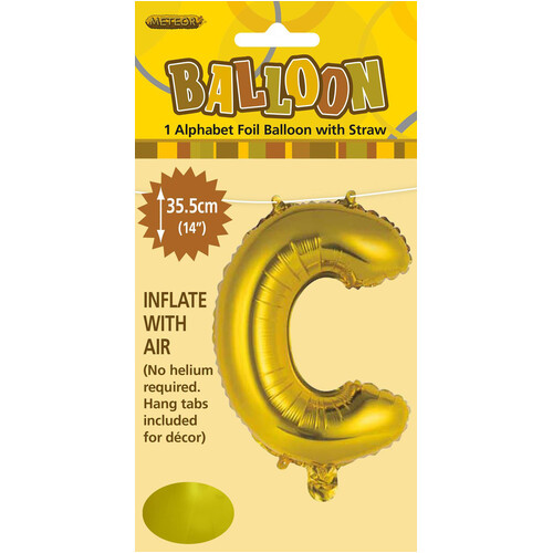 Gold "C" Alphabet Foil Balloon 35cm (14")