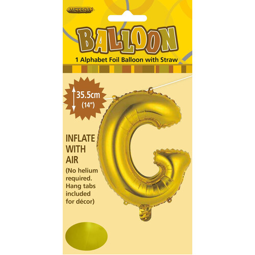 Gold "G" Alphabet Foil Balloon 35cm (14")