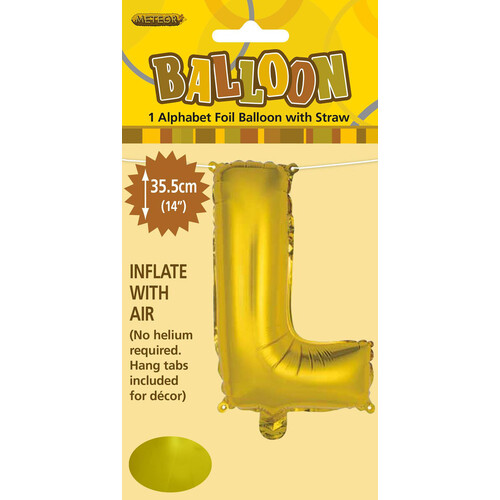 Gold "L" Alphabet Foil Balloon 35cm (14")