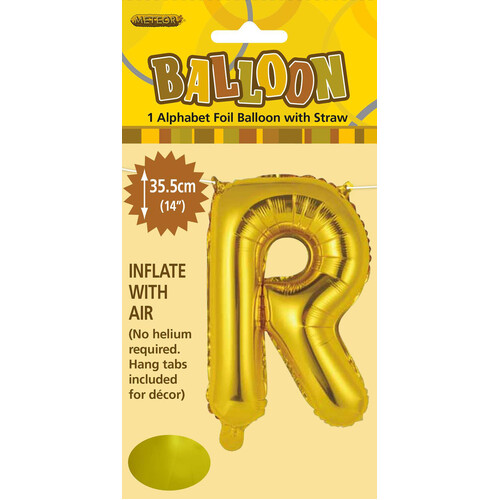 Gold "R" Alphabet Foil Balloon 35cm (14")