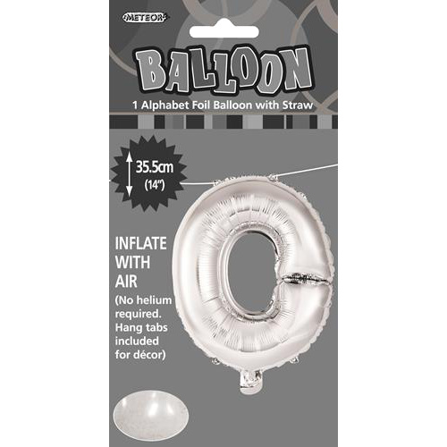 Silver "O" Alphabet Foil Balloon 35cm (14")