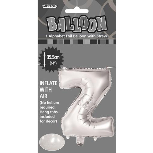 Silver "Z" Alphabet Foil Balloon 35cm (14")