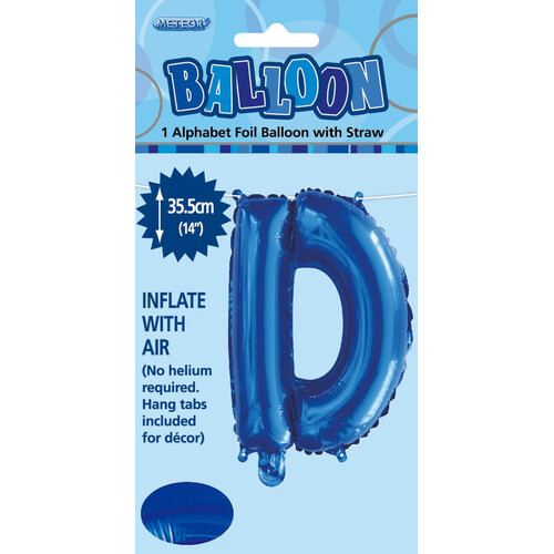 Royal Blue " D" Alphabet Foil Balloon 35cm (14")