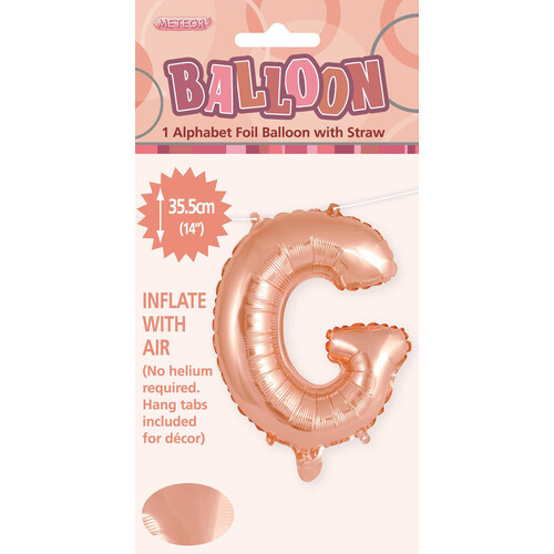 Rose Gold "G" Alphabet Foil Balloon 35cm (14")