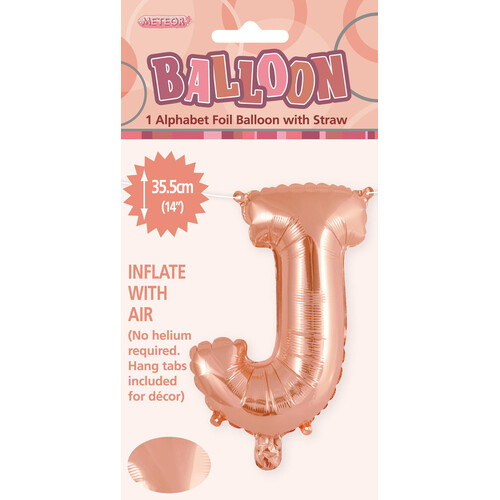 Rose Gold "J" Alphabet Foil Balloon 35cm (14")