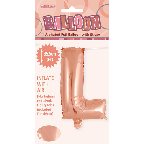 Rose Gold "L" Alphabet Foil Balloon 35cm (14")