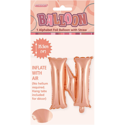 Rose Gold "N" Alphabet Foil Balloon 35cm (14")
