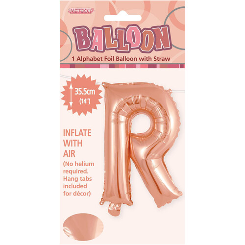 Rose Gold "R" Alphabet Foil Balloon 35cm (14")