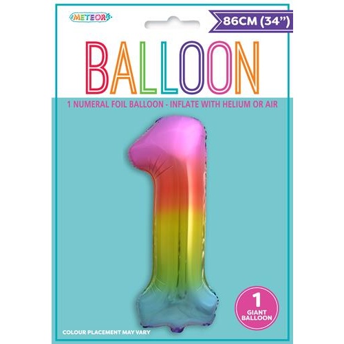 34" Rainbow Number 1 Foil Balloon  86cm