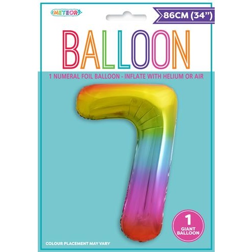 34" Rainbow Number 7 Foil Balloon  86cm