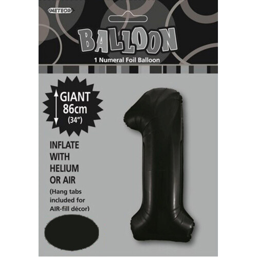 34" Black Number 1 Foil Balloon 86cm
