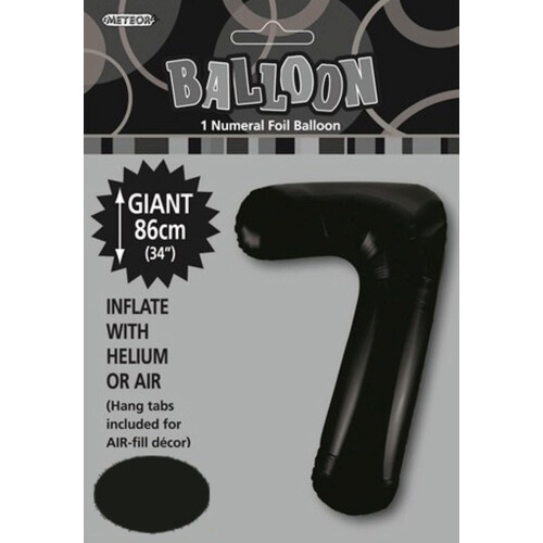 34" Black Number 7 Foil Balloon 86cm