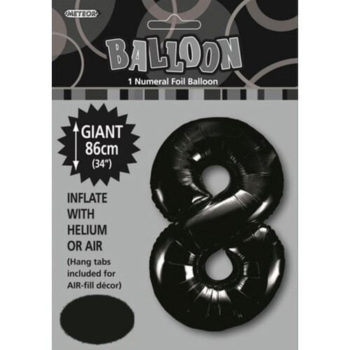 34" Black Number 8 Foil Balloon 86cm
