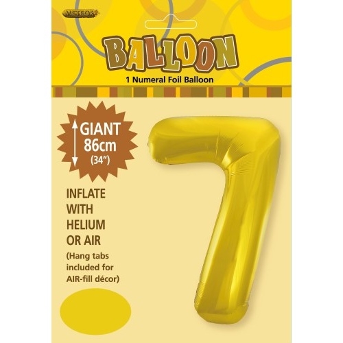 34" Gold Number 7 Foil Balloon 86cm