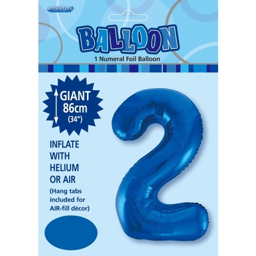 34" Royal Blue Number 2 Foil Balloon 86cm