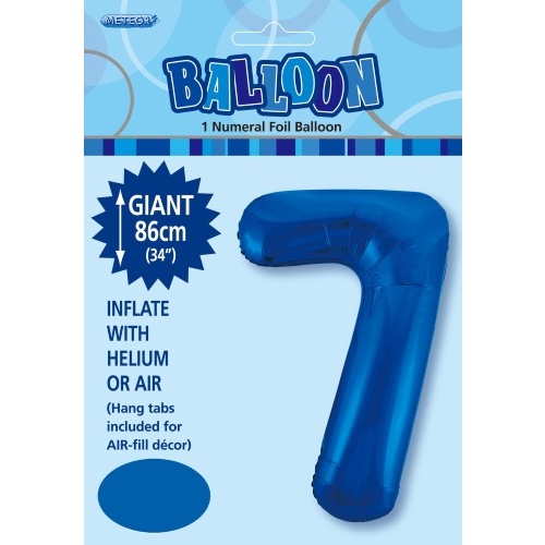 34" Number 7 Royal Blue Foil Balloon 86cm
