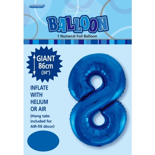 34" Number 8 Royal Blue Foil Balloon 86cm