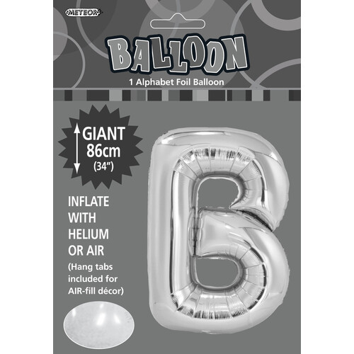 Silver "B" Alphabet Foil Balloon 86cm (34")