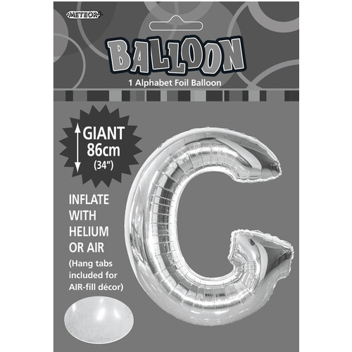 Silver "G" Alphabet Foil Balloon 86cm (34")