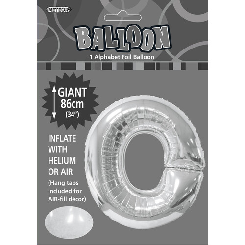 Silver "O" Alphabet Foil Balloon 86cm (34")