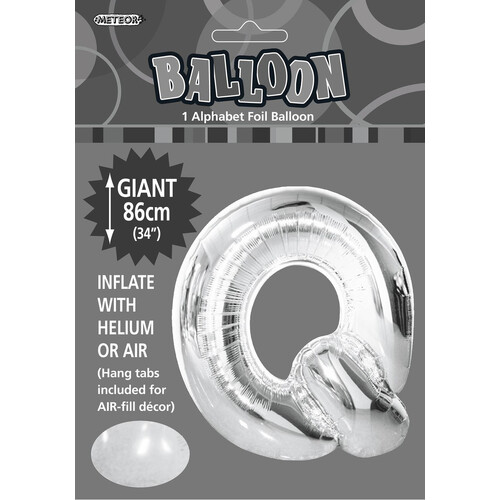 Silver "Q" Alphabet Foil Balloon 86cm (34")