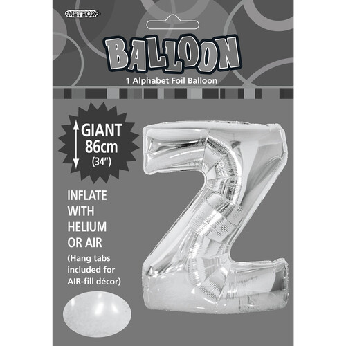 Silver "Z" Alphabet Foil Balloon 86cm (34")