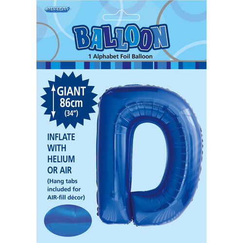 Royal Blue "D" Alphabet Foil Balloon 86cm (34")