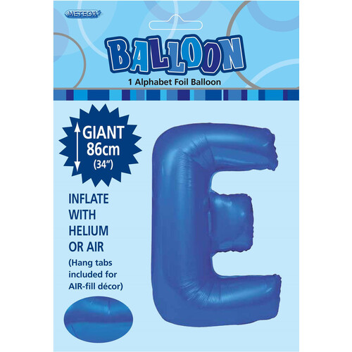 Royal Blue "E" Alphabet Foil Balloon 86cm (34")