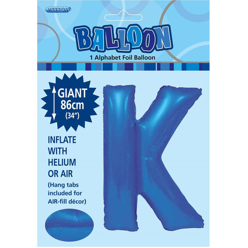Royal Blue "K" Alphabet Foil Balloon 86cm (34")