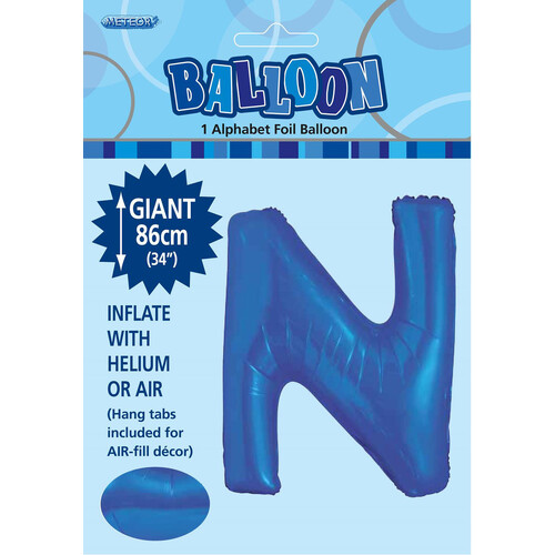 Royal Blue "N" Alphabet Foil Balloon 86cm (34")