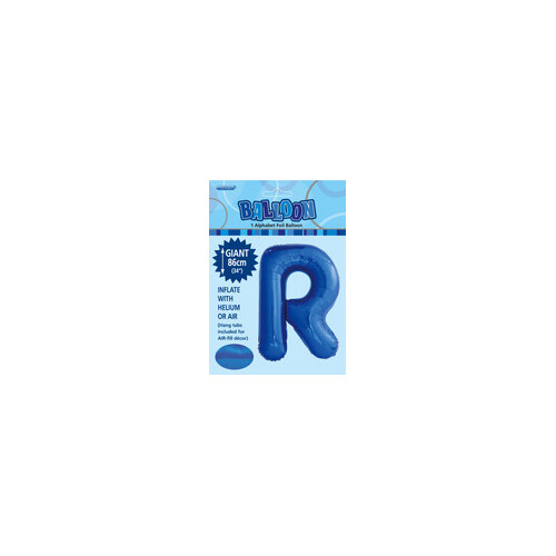 Royal Blue "R" Alphabet Foil Balloon 86cm (34")
