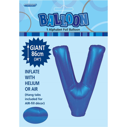 Royal Blue "V" Alphabet Foil Balloon 86cm (34")