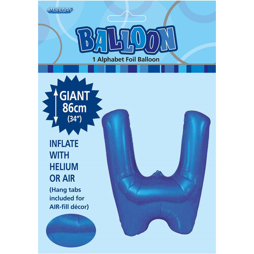 Royal Blue "W" Alphabet Foil Balloon 86cm (34")