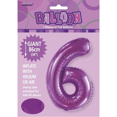 Number 8 Purple Foil Balloon 86cm 1PC