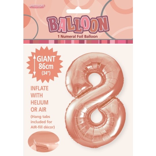 34" Rose Gold Number 8 Foil Balloon 86cm