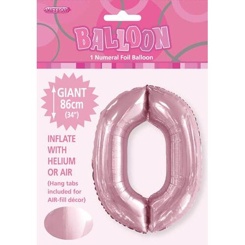 34" Lovely Pink Number 0 Foil Balloon 86cm