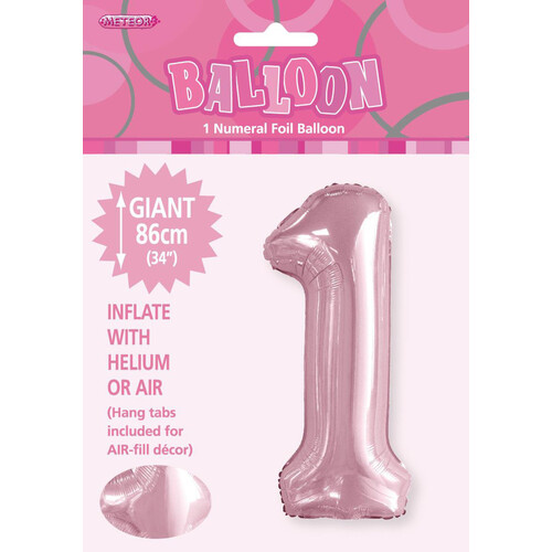 34" Lovely Pink Number 1 Foil Balloon 86cm