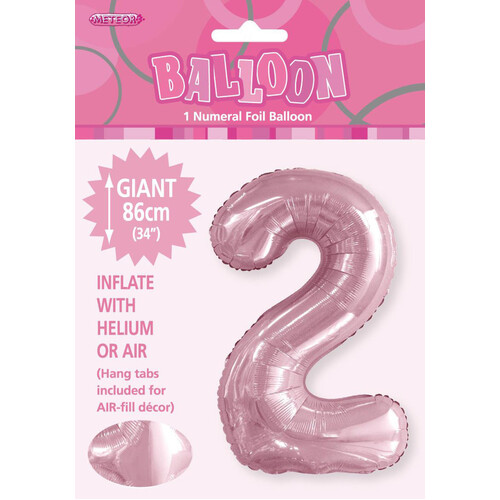 34" Lovely Pink Number 2 Foil Balloon 86cm