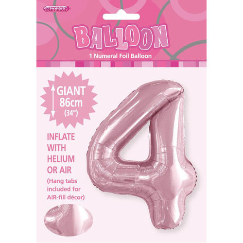 34" Lovely Pink Number 4 Foil Balloon 86cm