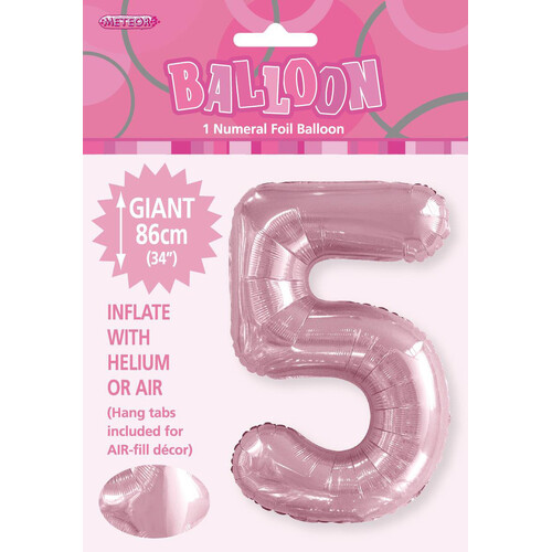 34" Lovely Pink Number 5 Foil Balloon 86cm
